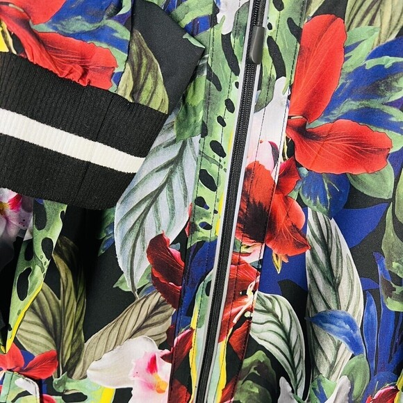 C&C California anthropologie Top large Red Floral Shacket Jacket Full Zip Pocket - Picture 4 of 8